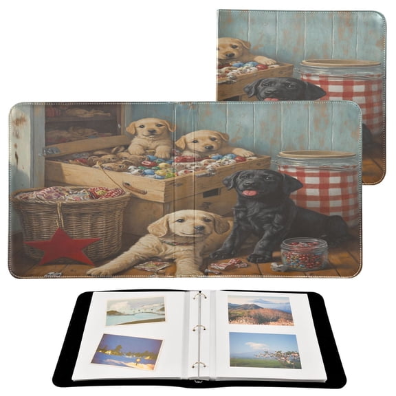 BZSMCE Photo Album Book Scrapbooking Puppies Play with Toys Printed Picture Album