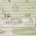 thumbnail image 2 of Leumius Twin Size Floor Fence Bed with Central Entrance, Pine Wood Floor Bed with Guardrails for Boys Girls White, 2 of 9