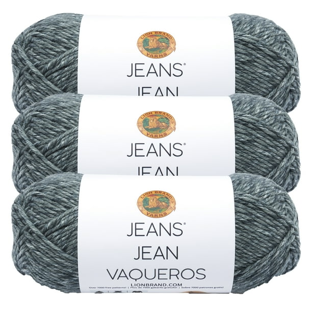 Lion Brand Yarn Jeans Vintage Denim Medium Acrylic Blue Yarn 3 Pack