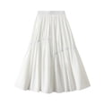 thumbnail image 1 of WaiiMak Jupe d'Été Unie pour Femmes Taille Haute Jupe Plissée Régulière Jupe Midi Élastique, 1 of 6