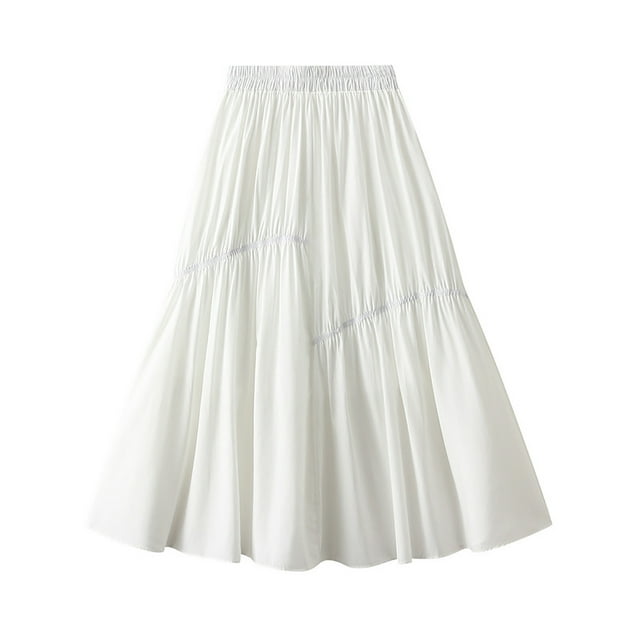 Charella Women's Solid Color Summer Skirt High Waist Lrregular Fold ...