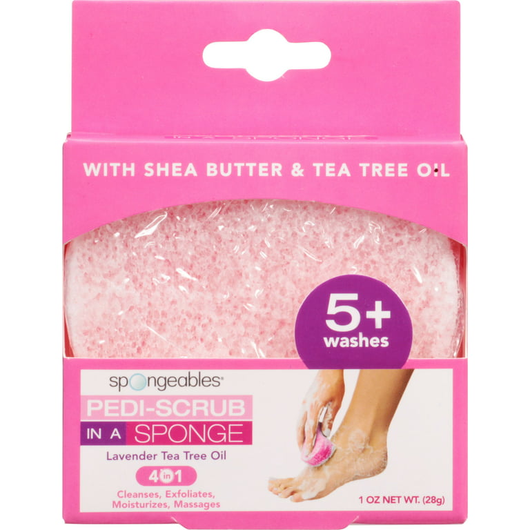 Spongeables Foot Scrubber Sponge With Shea Butter And Tea Tree Oil,  Lavender Scent, 1 Count