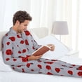 thumbnail image 6 of Sikiie Ladybug Mens Pajama Set, Soft Warm Long Sleeve Sleepwear, Cozy Button-Down Pjs for Men-X-Large, 6 of 7
