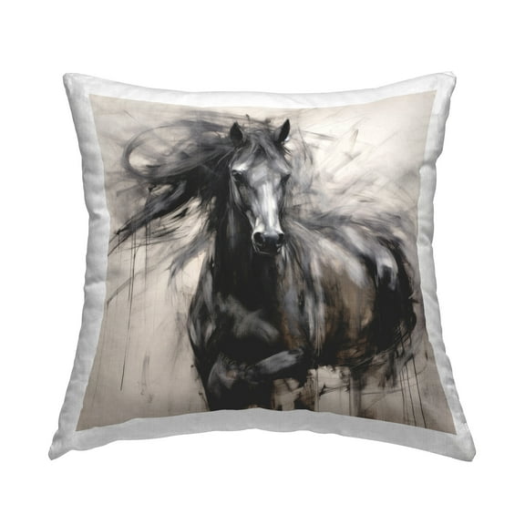 Stupell Industries Windblown Black Horse Decorative Printed Throw Pillow Design by Irena Orlov