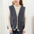 thumbnail image 5 of XQYLOS Girls Sleeveless Vest Button Front Fuzzy Warm Outerwear Fall Winter Fashion Cozy Soft Coat Alternative Cute Layering Piece, 5 of 6