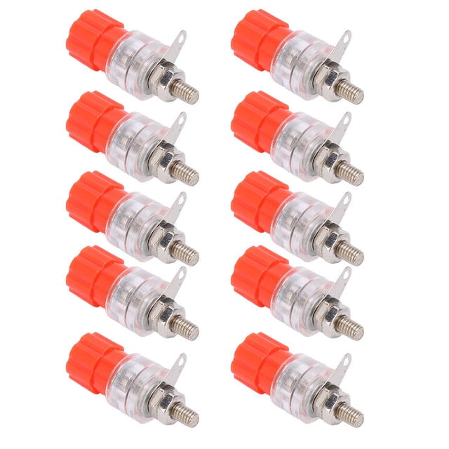 Poste de enlace de terminal de 30Vac‑60Vdc, 10 piezas Conector tipo banana de terminal de alimentación Tornillo de cobre de 4 mm/0,2 pulg. Material de aleación de zinc transparente Poste(Rojo)