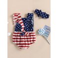 thumbnail image 4 of Bagilaanoe 0-18M Infant Baby Girl 4th of July Clothes Independence Day Outfits Star Print Romper Sleeveless Playsuit with Headband Summer Clothing, 4 of 9
