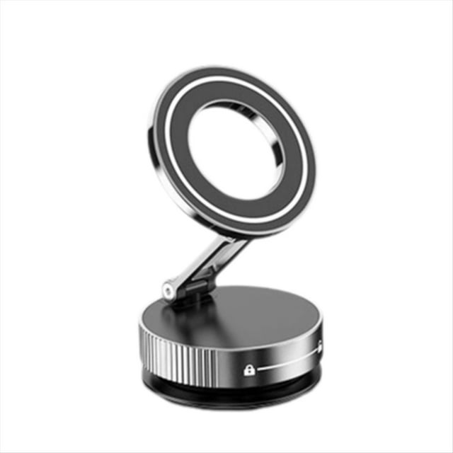 Soporte Magnético para Coche con Ventosa Fuerte y Plegable con Bisagras de Metal para Teléfono Móvil, Color Plateado