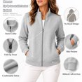 thumbnail image 2 of Women's Full Zip Sweatshirt Jacket, Stand Collar Long Sleeve Front Zipper Jackets No Hood with Side Pockets, Solid Casual Layering Work Travel Fall Outerwear, Xxl, 2 of 10