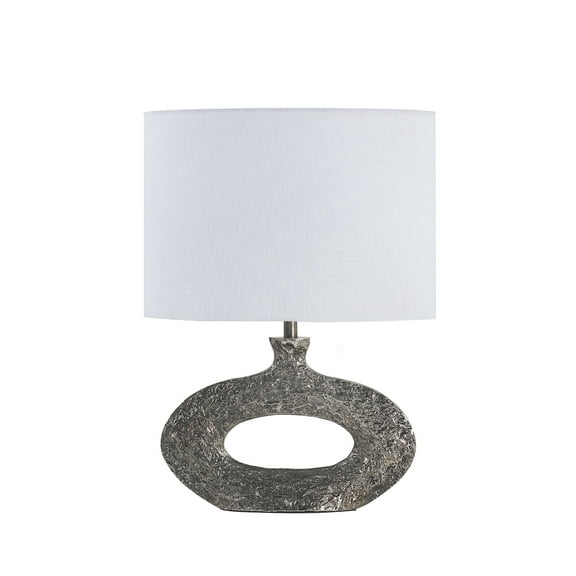 Aspen Creative 40215-11, 19" High Transitional Metal Table Lamp, Antique Brass Finish and Oval Shaped Lamp Shade in White, 15" Wide