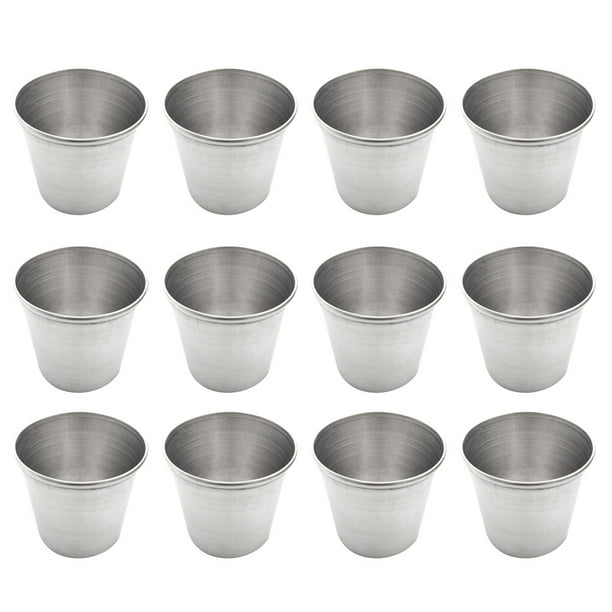 BRIGHTFUFU 12pcs vasos de chupito de acero inoxidable vaso portátil para beber bebidas espirituosas copas de vino sostenedor de salsa (45 ml)