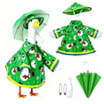 thumbnail image 4 of Porch Goose Outfit 5Pcs Christmas Goose Raincoat with Hat & Umbrella Snowman Printed Statue Goose Dress‑Up Clothing for 23 Inch Yard Goose Outdoor Porch Courtyard Garden Holiday Decoration Green, 4 of 8