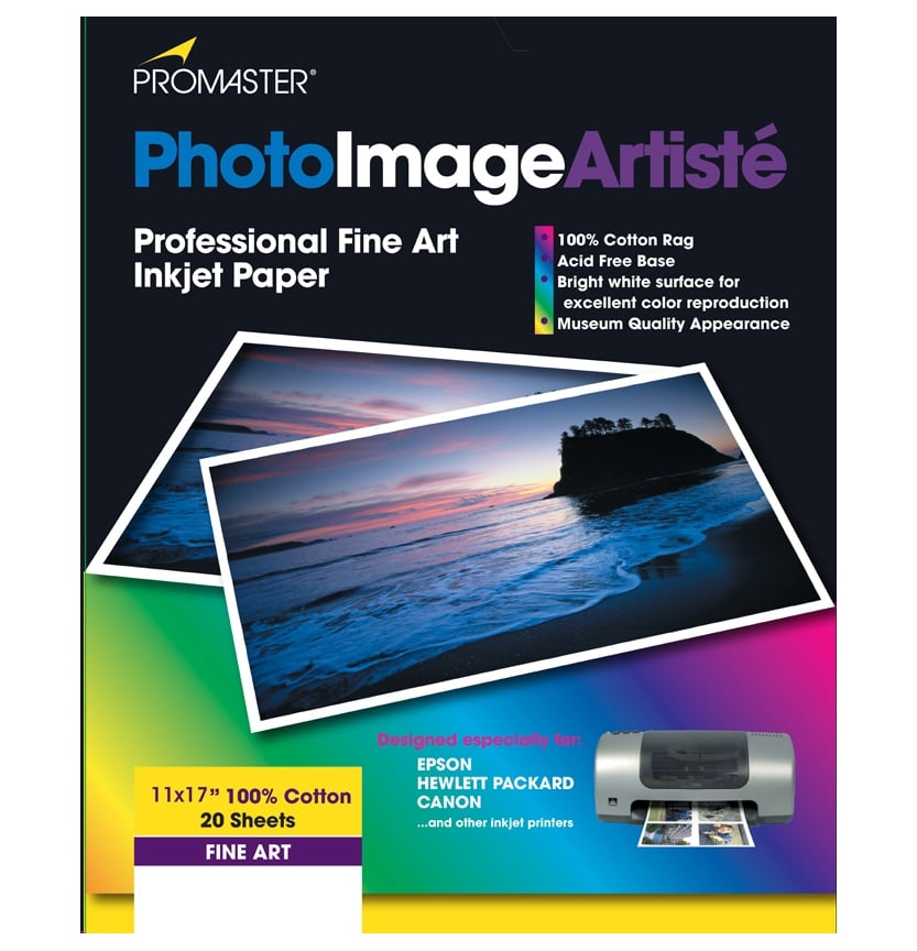 PhotoImage Artiste Fine Art Inkjet Paper 100 Cotton 11 x 17'' 20 Sheets
