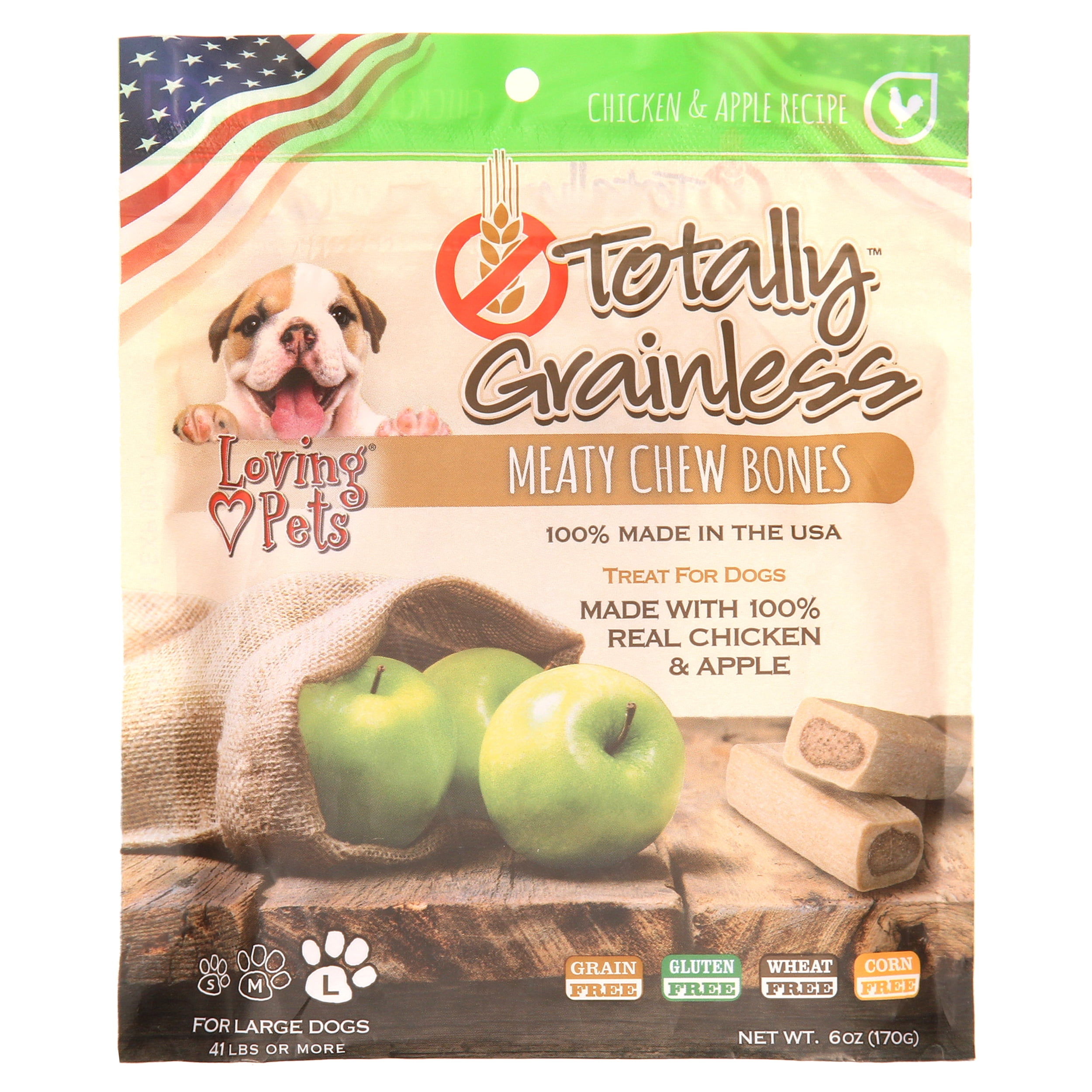 Totally Grainless Large Chicken and Apple Bone Dog Treats, 6 Oz