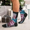 thumbnail image 7 of Pofeuu Blue Lipped Pit Viper And Three Pink Roses Print Crew Socks, Adult Running Hiking Socks for Youth and Adult, 7 of 7