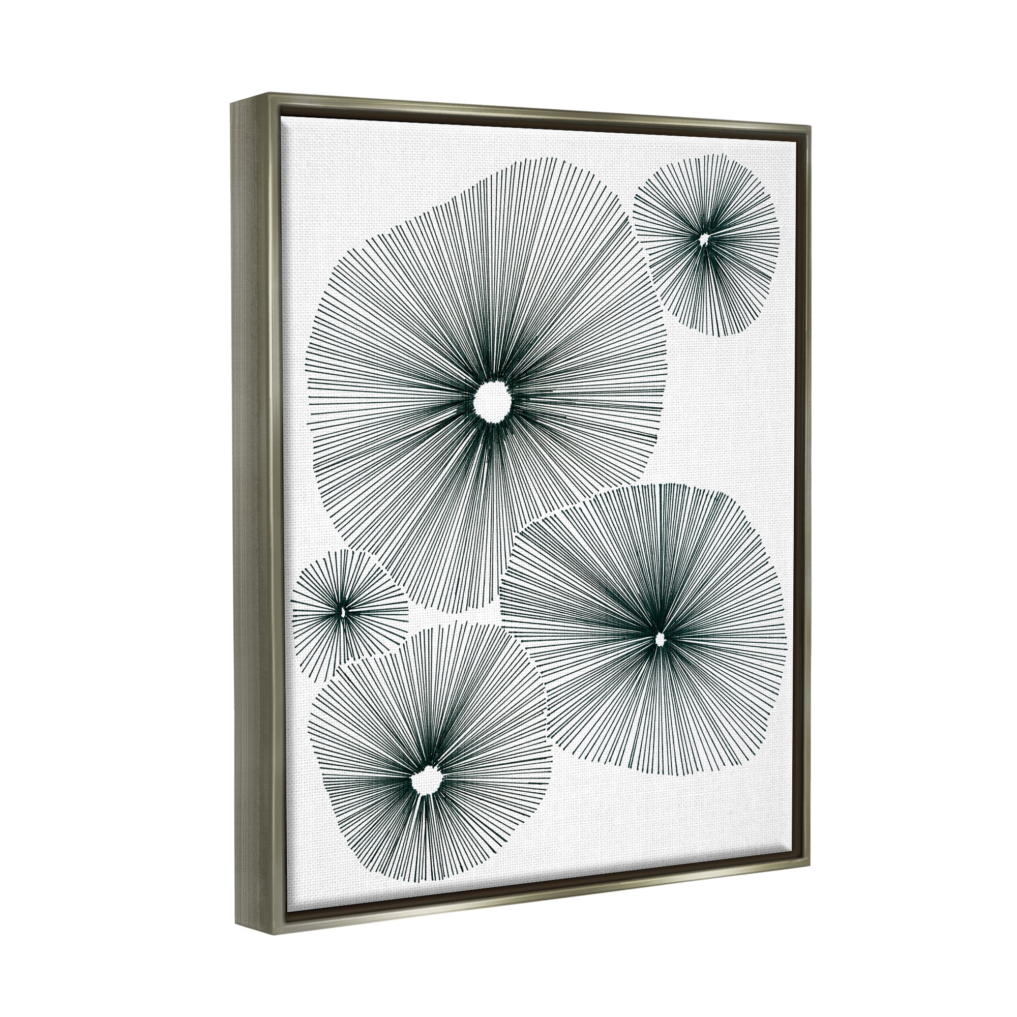Stupell Industries Abstract Overlapping Flower Shapes Botanical & Floral Drawing Gray Floater Framed Art Print Wall Art