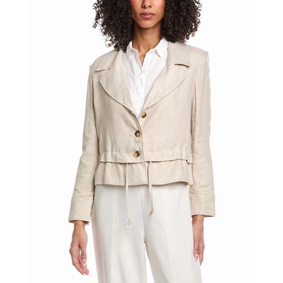 Nanette Nanette Lepore womens Linen-Blend Jacket, m, Tan