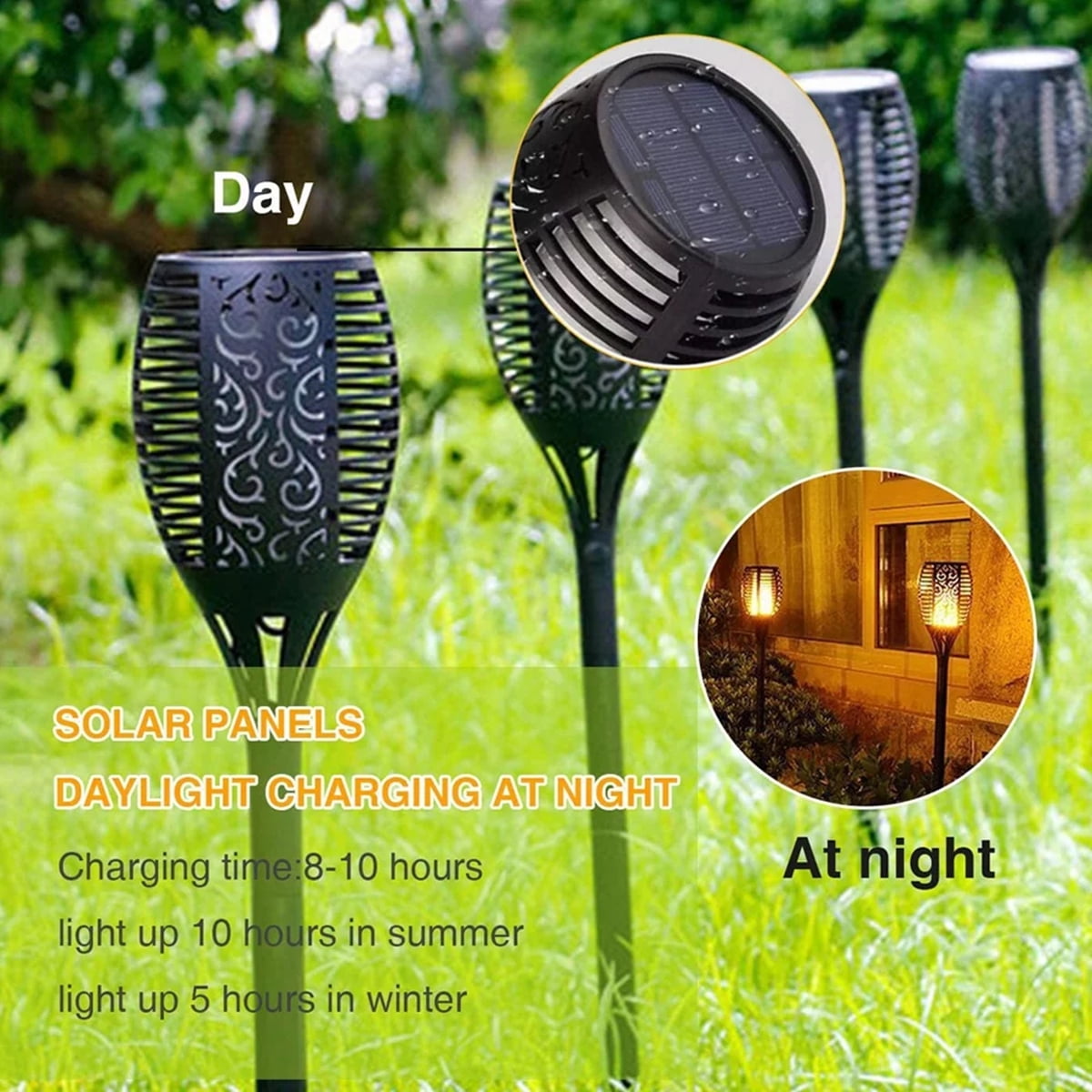 Magicorange 12 Pack Solar Torch Lights with Flickering Flame, IP65 Waterpoof Outdoor LED Lights Auto on/off for Garden Patio Yard Pathway Walkway Landscape Decor