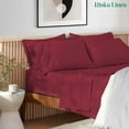 thumbnail image 2 of True Luxury 600 Thread Count Pima Cotton Sheet Set for QUEEN Size ( 60" x 80" ) Mattress Fits 10-12 Inches Fully Elastic Deep Pocket ( Stripe, Burgundy ), 2 of 6