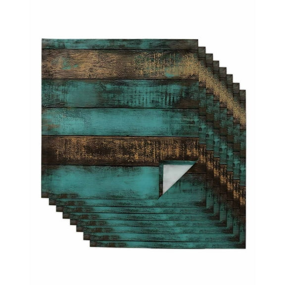 nqOlkjepod Vintage Teal Stripe Cloth Napkins Set of 8 Reusable Dinner Napkins, Farmhouse Shabby Turquoise Cocktail Napkin Washable Table Napkins for Wedding/Holiday Party/Baby Shower 20"x20"