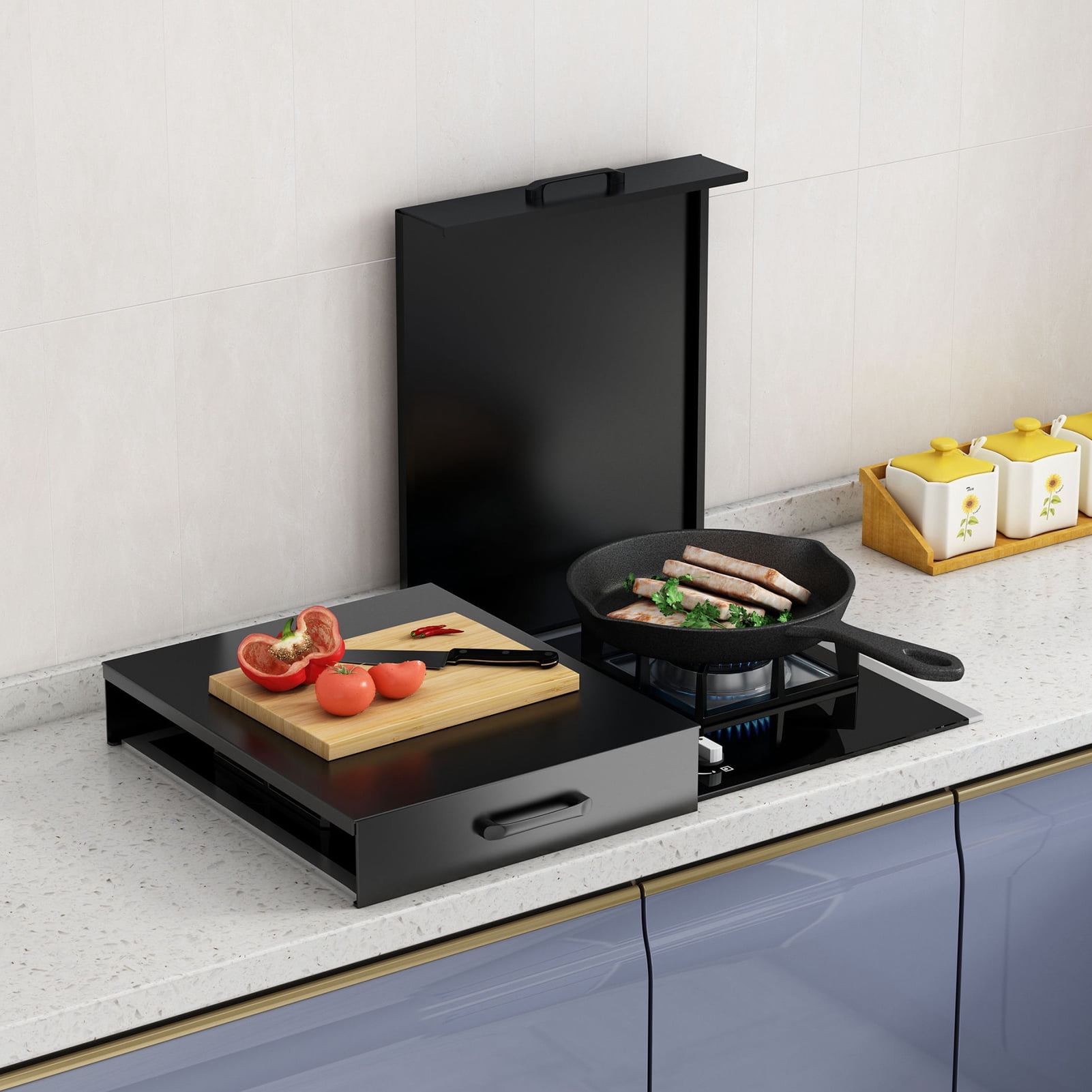 OIUR Gas Stove Cover Board with Handle Waterproof Heat-Resistant Easy to Clean Electric Stove Burner Cover Protector