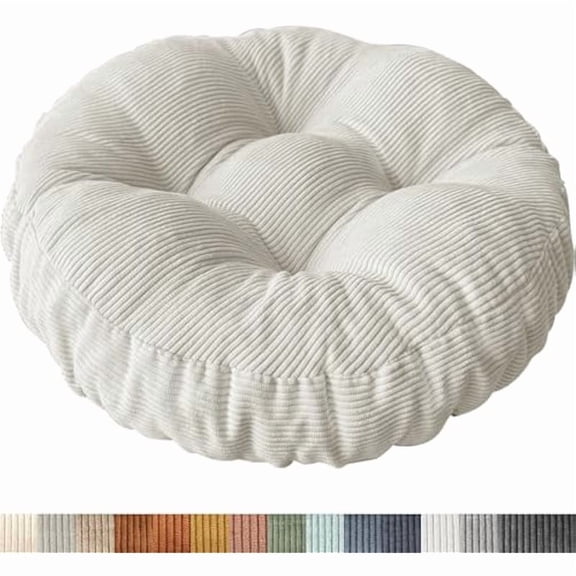 Round Corduroy Floor Cushion, 50x50cm Soft Thick Seat Pillow, Plush Circular Chair Pad for Home & Office