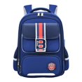 thumbnail image 2 of CUZIBR Boys Backpack Letter Print Striped Mesh Side Water Bottle Pockets British Style Large Capacity Casual Daypack Adjustable Padded Shoulder Straps Primary Students Bookbag, 2 of 8
