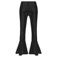 thumbnail image 2 of YONGHS Kids Girls Shiny Dance Trousers Ruffle Hem Bell-bottom Jazz High Waist Long Pants Black 6, 2 of 7