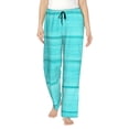 thumbnail image 1 of Fotbe Turquoise Wooden Pantalones de Pijama para Mujer, Pantalones de Dormir, Pantalones Pj con Cordón y Bolsillos-Small, 1 of 6