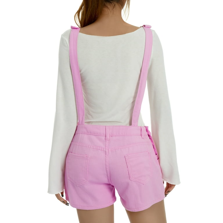 Women Vintage 90s Denim Romper Overalls Dungaree Shortalls Multi Pocket Bib  Jean Suspender Shorts