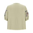thumbnail image 4 of Women's Short Sleeve T-shirt Embroidered Tops For Women Floral Cotton Linen Tunic Tshirt Tee Women 3/4 Sleeve V Neck Button Boho Ethnic,Green Women's Short sleeve T-shirt XL, 4 of 6