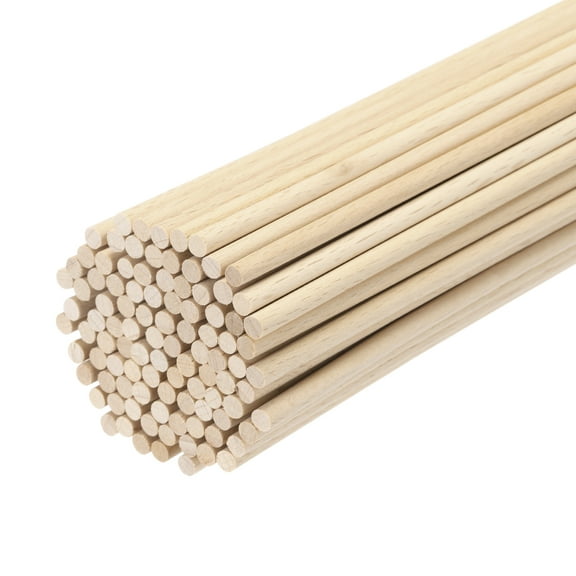 Uxcell 100pcs Round Wood Sticks 1/5"x4" Dowel Rod Unfinished Hardwood Stick Craft Twigs Log Stick for DIY Crafts