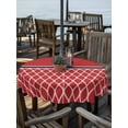 thumbnail image 2 of Outdoor Tablecloth with Umbrella Hole Zipper Red Morocco Round Tablecloth 60" Waterproof Outside Table Cloth Ocean Nautical Anchor Stripe Geometric Patio Table Cover Tablecloths for Picnic Party, 2 of 8