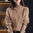 thumbnail image 1 of Suéter de mujer de invierno con cuello alto interior grueso y medio, camisa de fondo de otoño e invierno, top popular de estilo occidental de alta calidad, 1 of 6