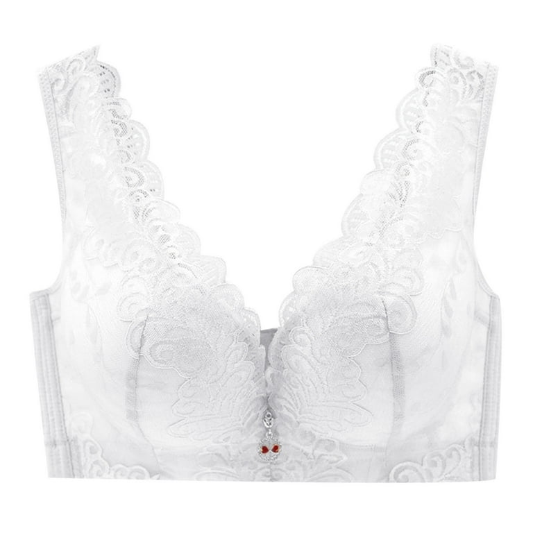 CLZOUD Womens Bras White Lace Women Full Cup Thin Underwear Plus