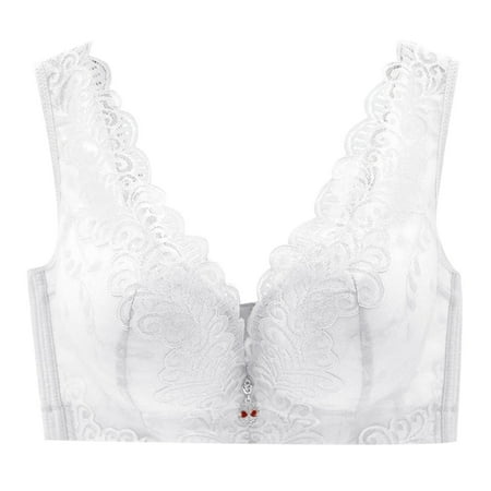 Aayomet Underwire Bra Women s Push Up Wireless Bra Padded T Shirt Bras No Underwire Plunge White 46/105D