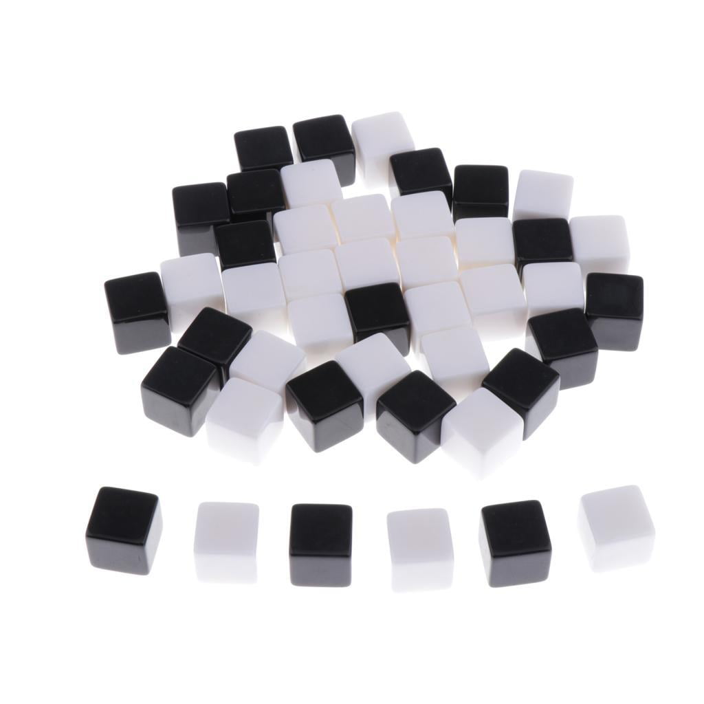 LeeQinersw 100 Pack Plastic White Black Blank 6 Sided Dice 16mm for RPG Math Teaching