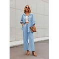 thumbnail image 4 of Zeagoo Women 2 Piece Linen Sets 2025 Button Down Shirt and Drawstring Long Pants Set Summer Outfits, 4 of 9
