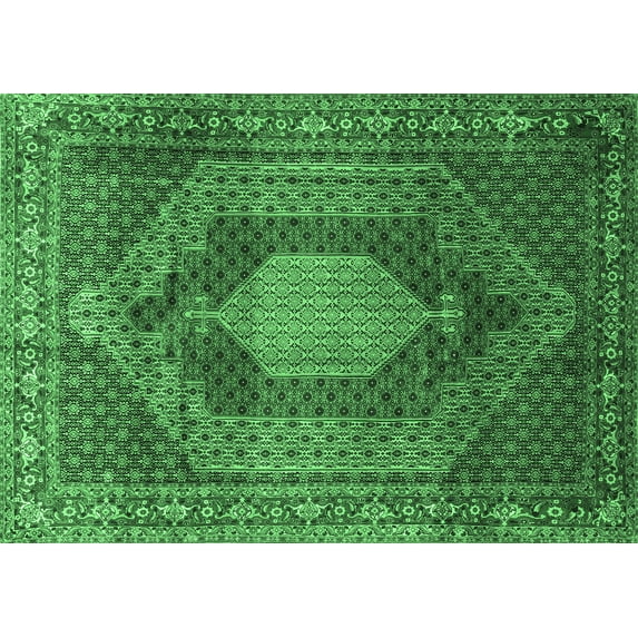Ahgly Company Indoor Rectangle Persian Emerald Green Traditional Area Rugs, 2' x 4'