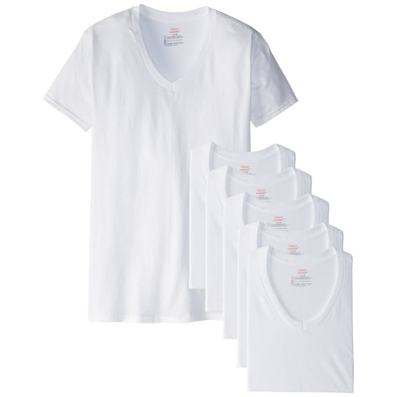 Hanes Men's White and Assorted V-Neck T-Shirts 6 White (6 Pack) Small