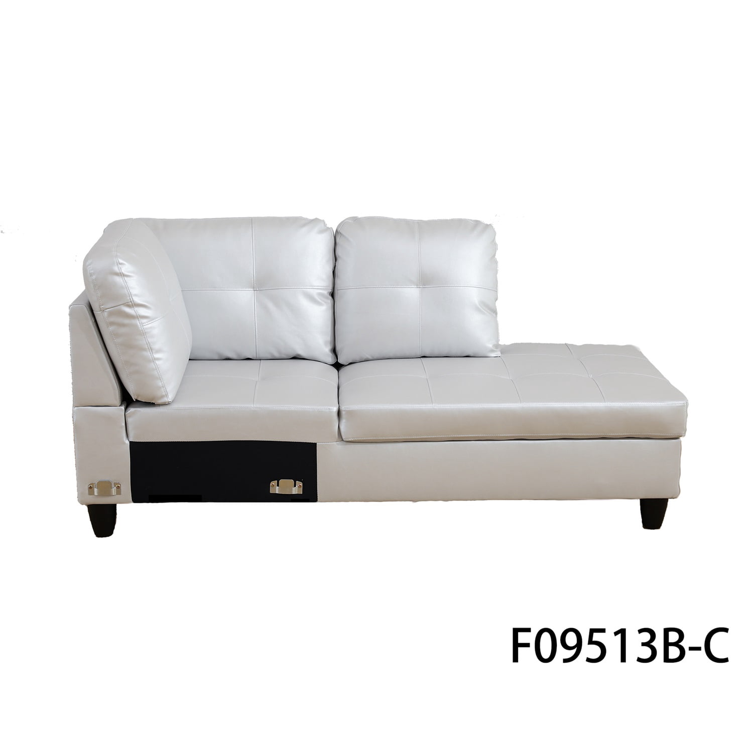 Hommoo L Shaped Sectional Couches and Sofas, 4-Seat Semi Semi PU Synthetic Leather Sectional Sofa Sets, Modern Living Room Furniture Sets, 17.5'' Back Height, Powder(No Ottoman)