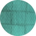 thumbnail image 1 of Ahgly Company Indoor Round Solid Turquoise Blue Modern Area Rugs, 5' Round, 1 of 4