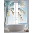 thumbnail image 6 of Blue Coastal Semi Sheer Curtains 108 Inch Length 2 Panels Set, Summer Palm Trees Vacation Watercolor Sheer Kitchen Curtain Privacy Voile Window Curtain for Living Room Bedroom Rod Pocket Drapes, 6 of 7