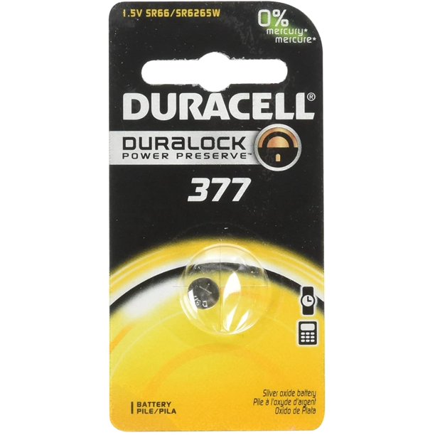 Duracell Watch And Electronic Battery 1.5 V Model No. 377 Carded (Pack