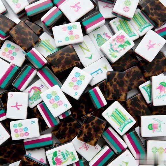 CNV Luxury Leopard Print American Mahjong Set, 166 Professional Acrylic Tiles