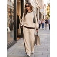 thumbnail image 5 of SHEWIN Womens Sweatsuits 2 Piece Set Fleece Lined Outfits Crew Neck Colorblock Long Sleeve Sweatshirt Jogger Pants Tracksuit Set with Pockets, 5 of 7