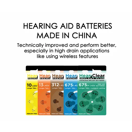 HearClear Size 10 Zinc-AIr 1.45V Hearing Aid Batteries (60 Pack)