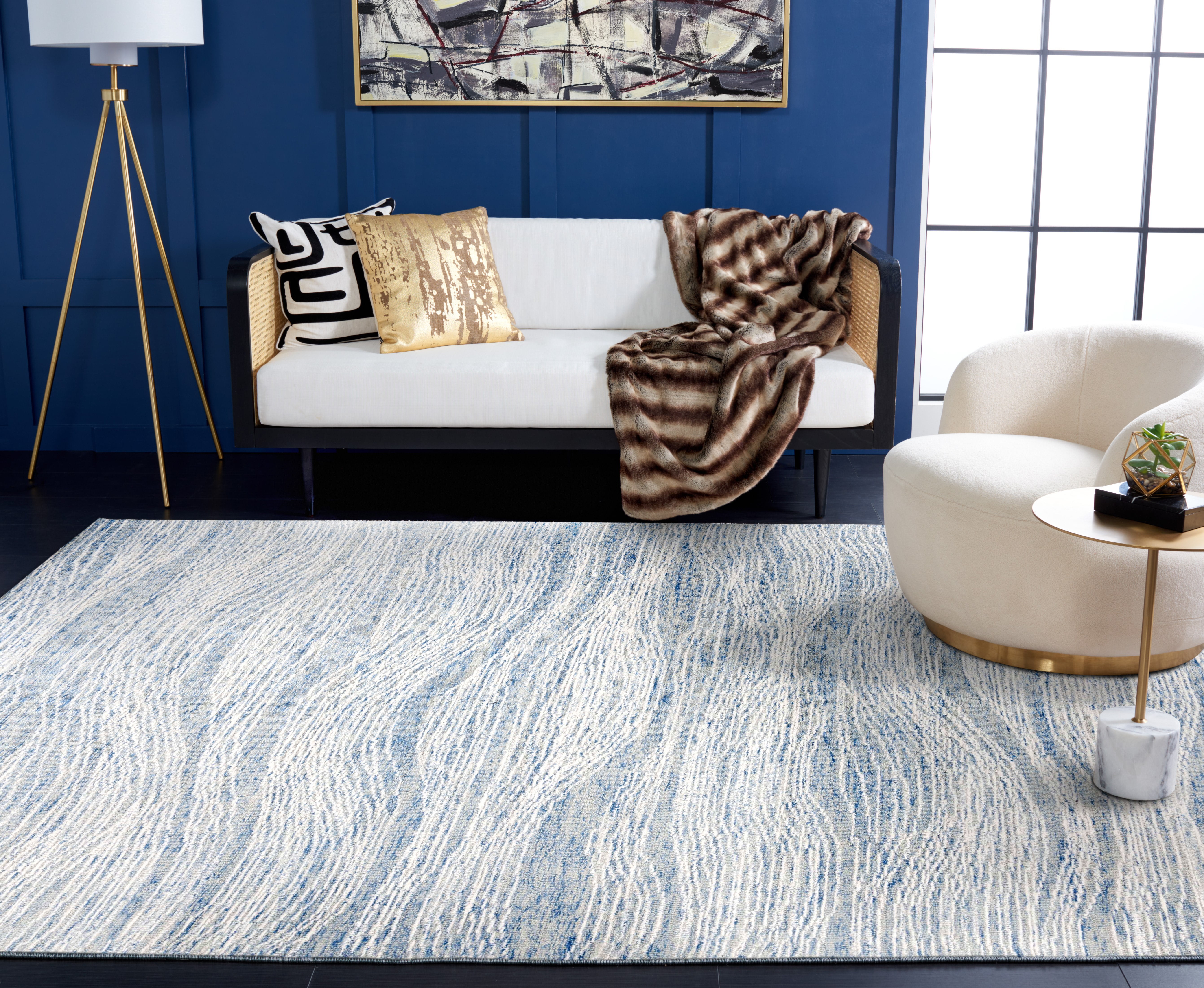 SAFAVIEH Metro Bridget Abstract Area Rug, Blue/Ivory, 2'3" x 4'