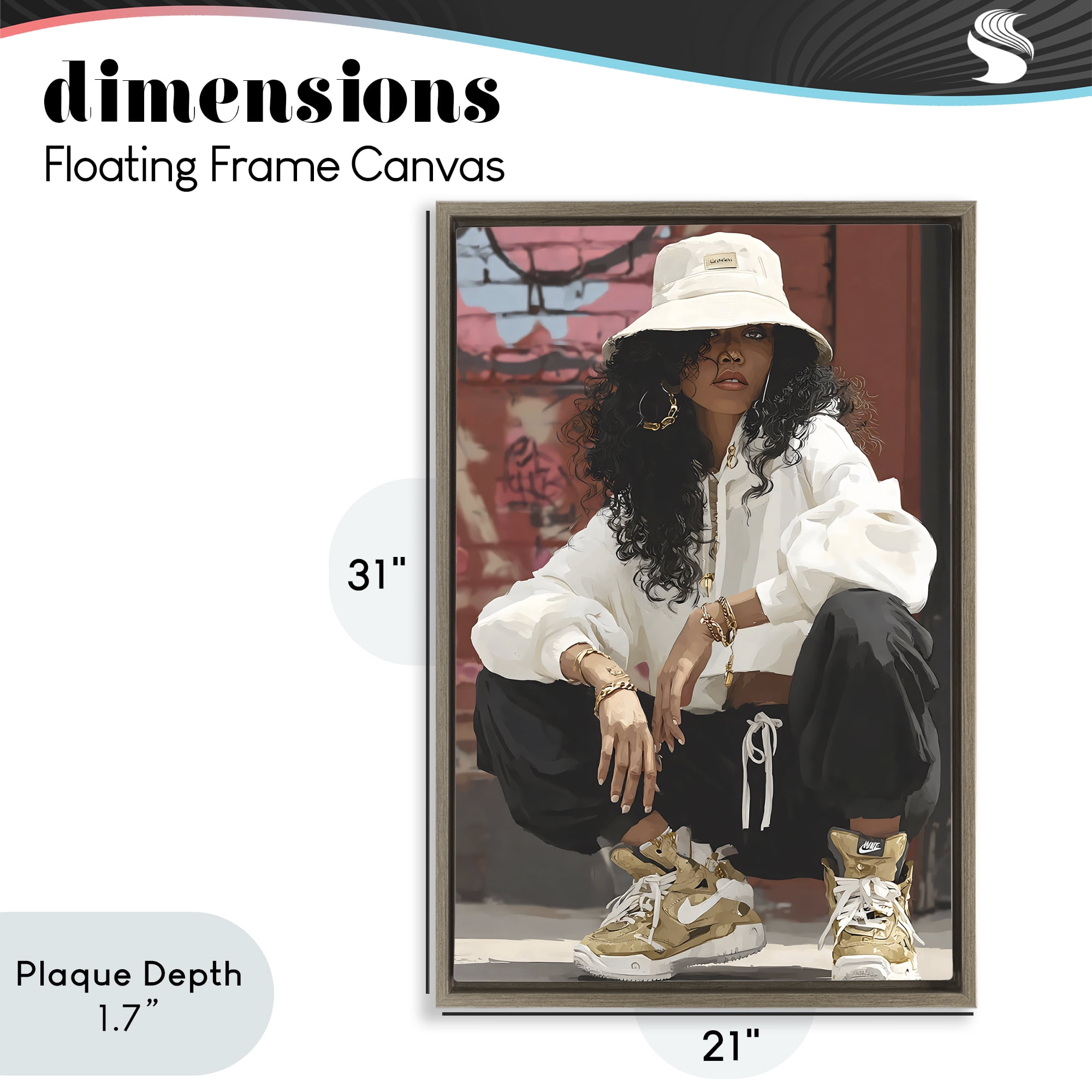 Stupell Industries Urban Streetwear Bucket Hat Brown Framed Floater Canvas Wall Art, design by Franklyn Gregory