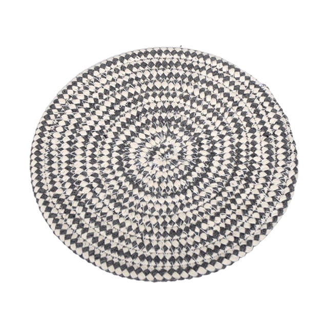Wosthever Woven Coaster Household Round Mug Placing Cushion Mats Mat Insulated Tableware Thickened Heat Table Cup for Home Bar Mostrada Blanco/Gris oscuro